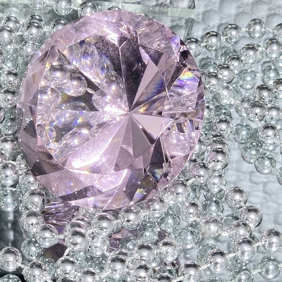 Crystal Pink Cut Glass Diamond Paperweight - Picture 3 of 11